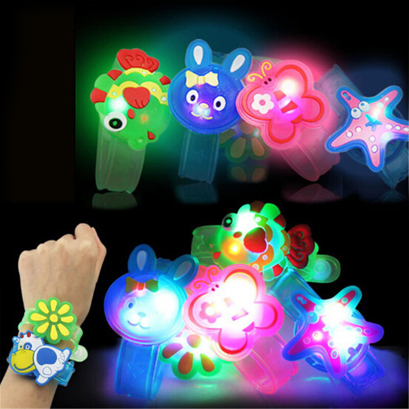 1pc Creative Cartoon Watch Boys Girls Flash Wrist Band Glow Luminous Bracelets Children's Day/Birthday Party Gifts Toy