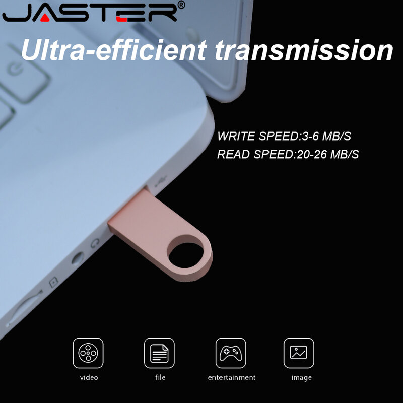 JASTER Flash Drive USB Mini, Flash Drive logam 2.0, Flash Drive, Pendrive gratis pengiriman, stik memori 4GB 8GB 16GB 32GB 64GB