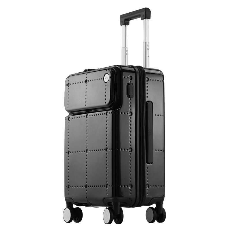 Universal Roda Trolley Case, moda de alta aparência, senha mala de viagem, bagagem de abertura frontal, transportar na mala, novo
