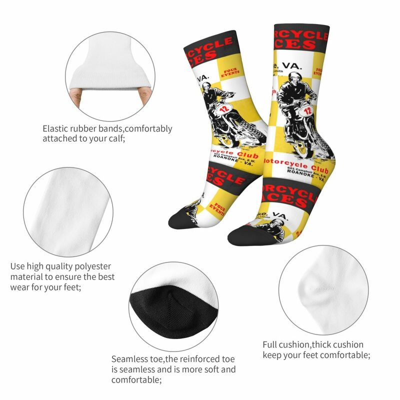 Calcetines de compresión divertidos para hombre, calcetín sin costuras para carreras de motocicleta, Hip Hop, Harajuku