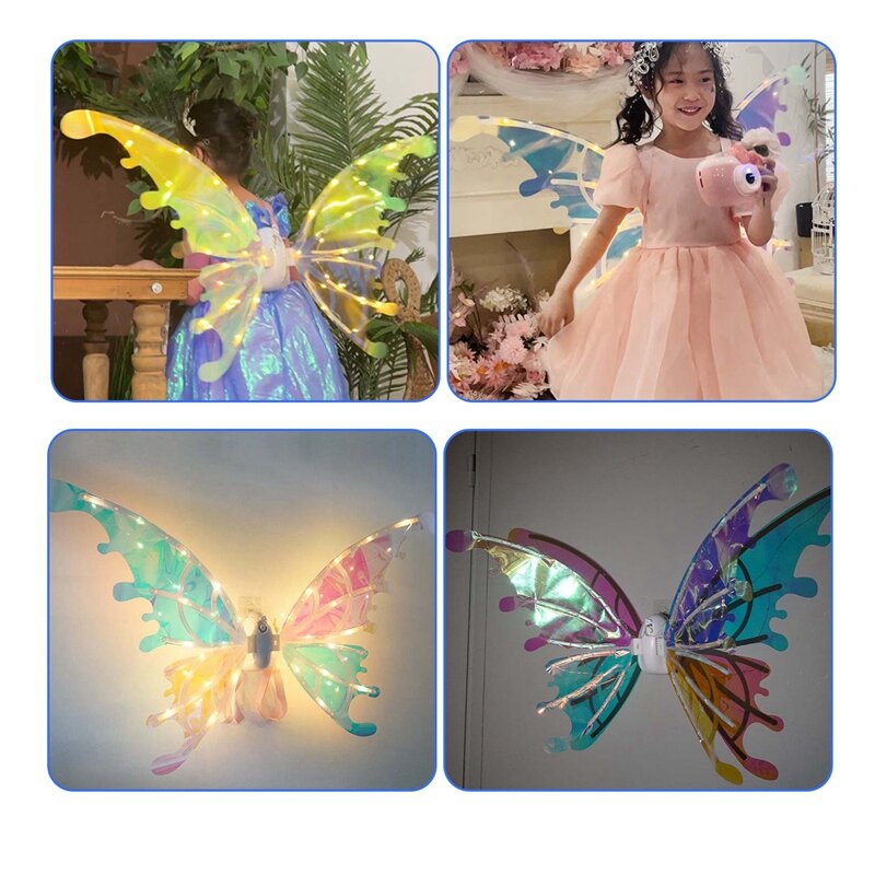 LED Princess Elf Fairy Wing Butterfly Wings Bellydance Carnival LED Costumes Christmas Shows Toy Gift Kit For Kids