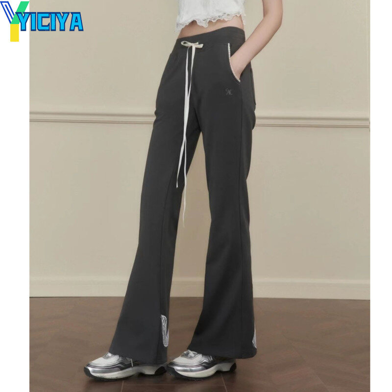 YICIYA-بنطال نسائي فضفاض بطول كامل ، بنطلون عقدة فيونكة ، بنطلون مضيء ، تصميم مطاطي ، شارع مرتفع ، ملابس جديدة ، طراز Y2K ،