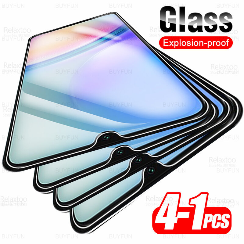 1-4 Stück gehärtetes Glas mit voller Abdeckung für Samsung Galaxy A05s A05 A15 4G A25 A35 A55 5G A 05 15 25 35 55 Panzerung schutz