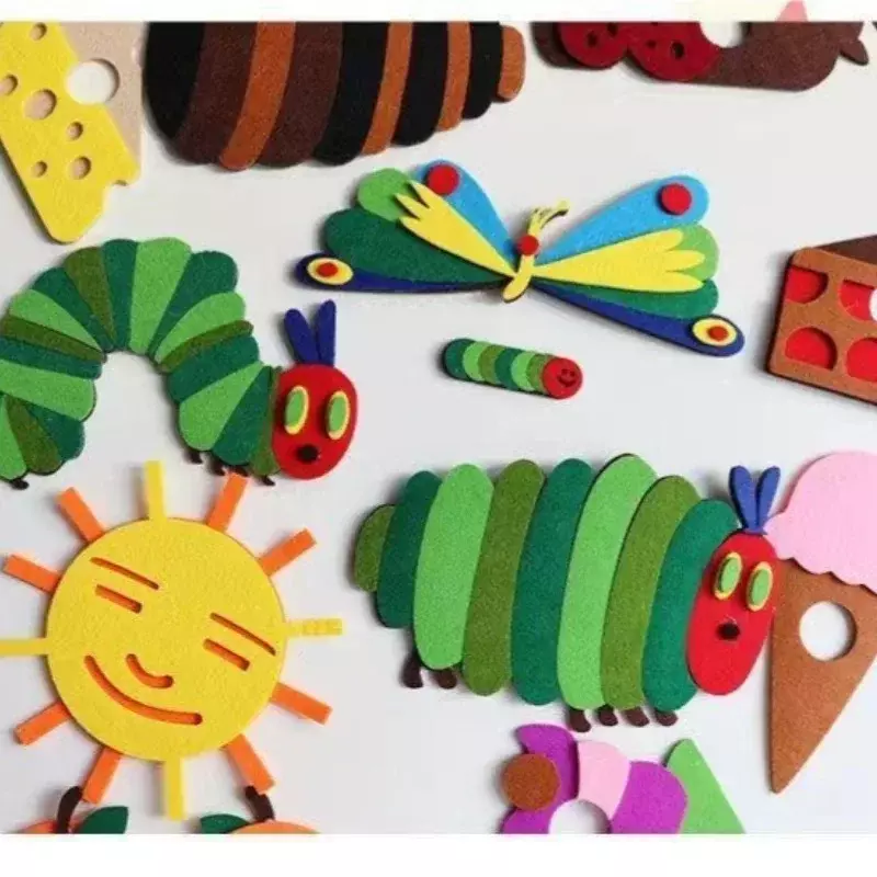 Neue hungrige Raupe Leistung Requisiten Filz Spielzeug Englisch Bilder bücher Lehrmittel offene Klassen Dreieck Spielzeug Kinder Geschenke