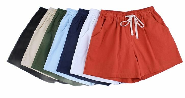 Pantalones cortos holgados de algodón para mujer, faldas femeninas de cintura elástica media, gran oferta, Verano