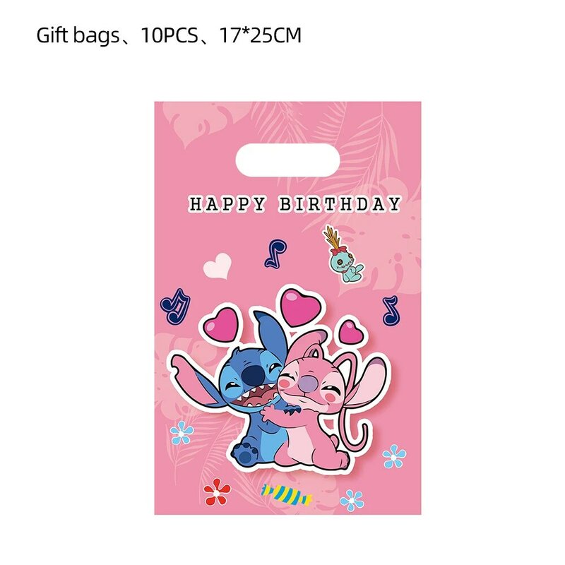 Stitch kartun malaikat tema 10 buah/lot Selamat pesta ulang tahun anak perempuan anak laki-laki hadiah favorit kejutan tas permen dekorasi tas jarahan
