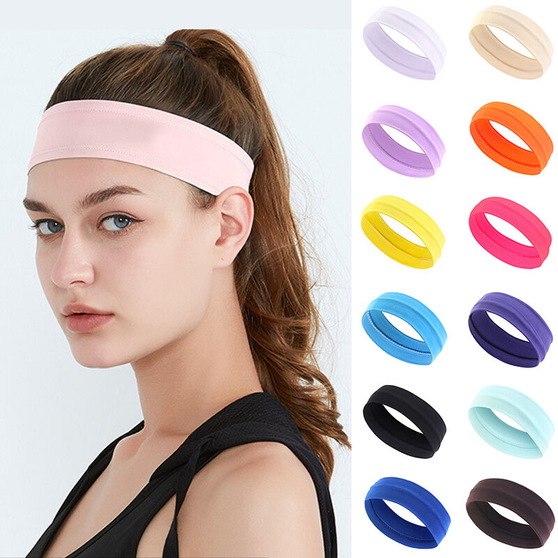 Letnie sportowe opaski dla kobiet Fitness Run joga bandany jednokolorowe elastyczne gumki do włosów Stretch Makeup akcesoria do włosów 2023
