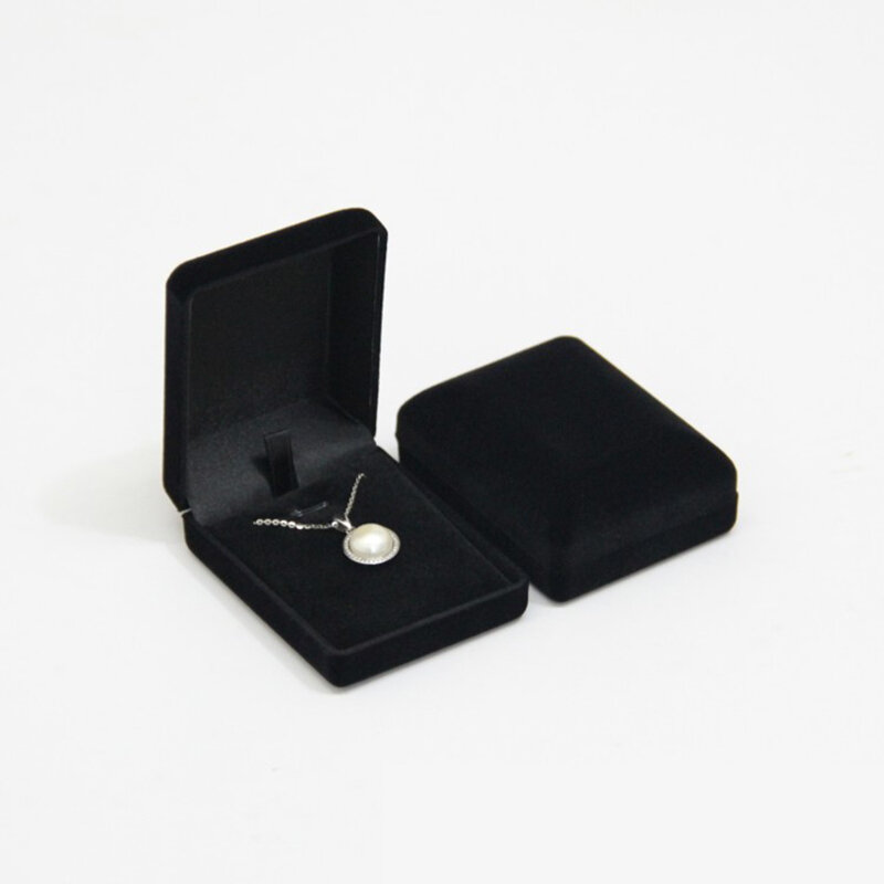 Großhandel Anhänger Halskette Kette Aufbewahrung paket Geschenk box weich schwarz blau/rot/Samt Sarg lange Ohrringe Schmuck Organizer Box