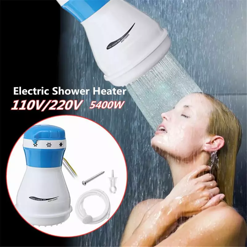シャワーヘッド付き電気水ヒーター,バス用の穴のある噴水装置,瞬間給湯器,5400W, 110v,220v