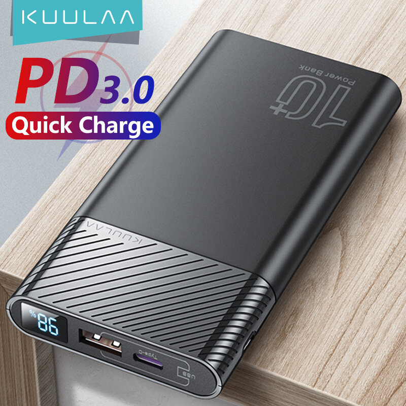 KUULAA Power Bank 10000 mAh QC PD 3.0 PoverBank ricarica rapida PowerBank 10000 mAh caricabatteria esterno USB per iPhone 15 14