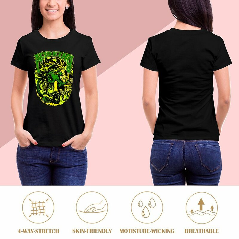 애시드 킹 아트워크 티셔츠 여성용, 귀여운 상의, 귀여운 옷