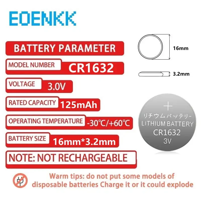 전자 시계 장난감 리모컨 리튬 코인 셀 배터리, CR1632 단추 배터리, 3V LM1632 BR1632 ECR1632 CR 1632, 2-50PCs