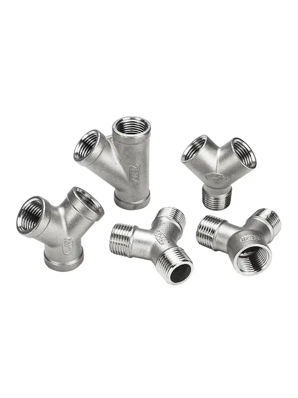 DN6/DN8/DN15/DN25 male+male+Female Threaded 3 Way Tee Y Pipe Fitting 1/4" 1/2" 3/4" 1" 1-1/4" BSPT Threaded 304 Stainless Steel