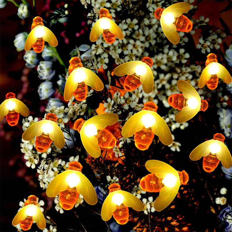 مقاوم للماء في الهواء الطلق لطيف العسل النحل أضواء سلسلة جنية LED USB/بطارية تعمل بالطاقة عيد الميلاد جارلاند أضواء لحديقة سياج الفناء