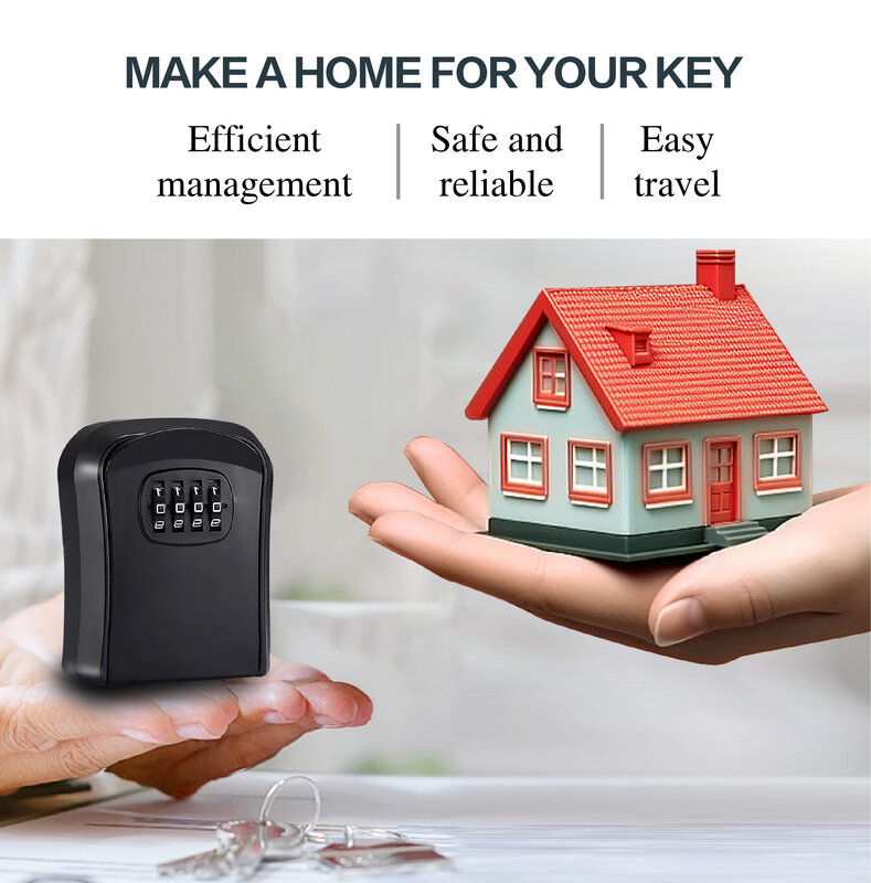 Key Keeper Combination Lock Wall Mounted Waterproof 4 Digits Passwords 5 Keys Storage Box Easy to Fix Home Or Office