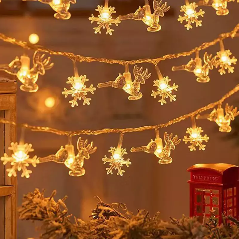 Snowflake String Lights Christmas LED 1.5M/3M Fairy Light Merry Christmas Decorations 2023 Xmas Tree Decor Natal New Year Gifts
