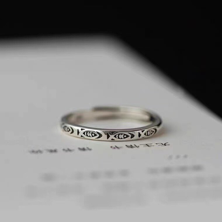Cor de prata do vintage koi anel unissex moda aberto anel personalidade simples banquete jóias acessórios