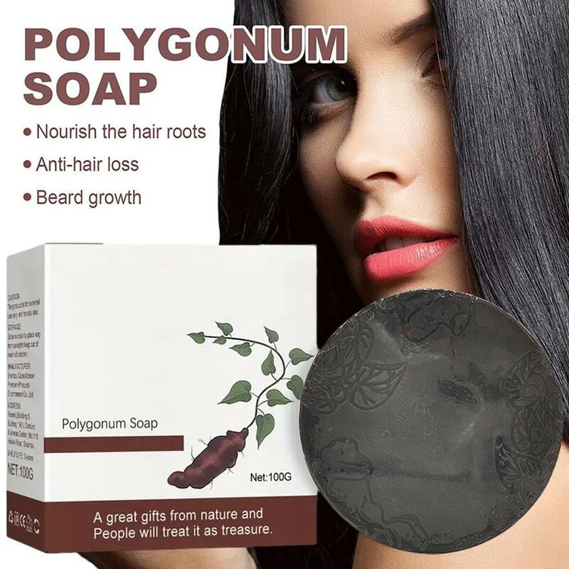 100g Polygonum Haar Verdunkelung Shampoo Seife Bar Reparatur Haar schwarze Farbe zur Pflege weiße Seife Shampoo grau Shampoo Haar v4x4