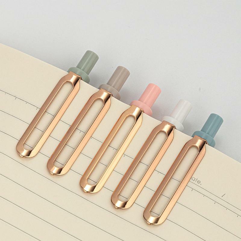 Bolígrafos de Gel de 5 piezas, punta fina de 0,5mm, recambio reemplazable, diseño de Clip de Metal, alta precisión, para mujeres y hombres