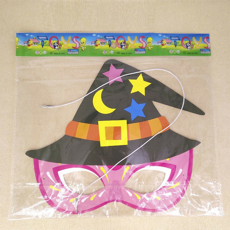 2Pcs Halloween DIY Masks Kids Masquerade Toys Kindergarten Handmade Creative Crafts Cartoon Pattern Party Decoration Supplies
