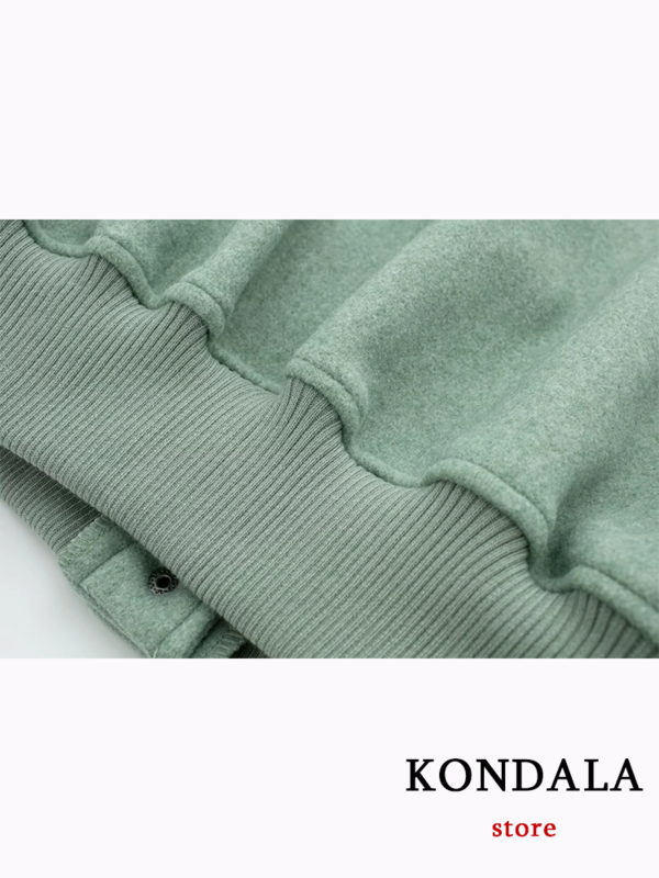 KONDALA винтажная Повседневная однотонная куртка, женское однобортное короткое пальто с круглым вырезом и длинным рукавом, модные осенне-зимние куртки 2023
