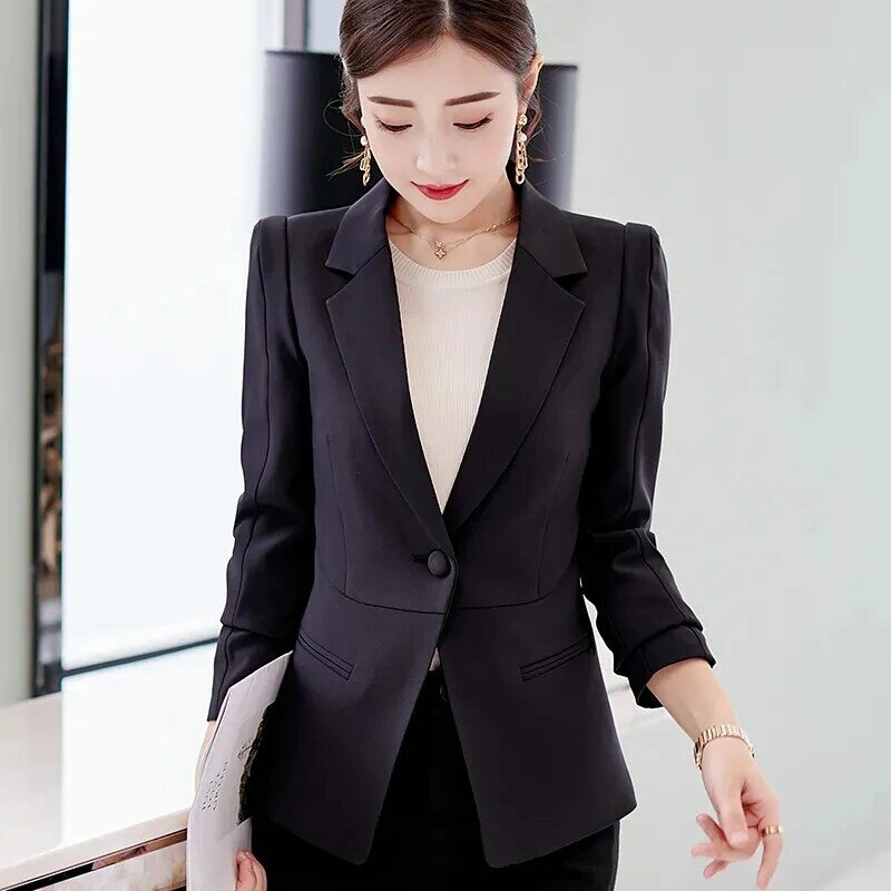 Chaqueta ajustada con solapa para mujer, abrigo informal coreano, elegante, primavera y verano, 2024