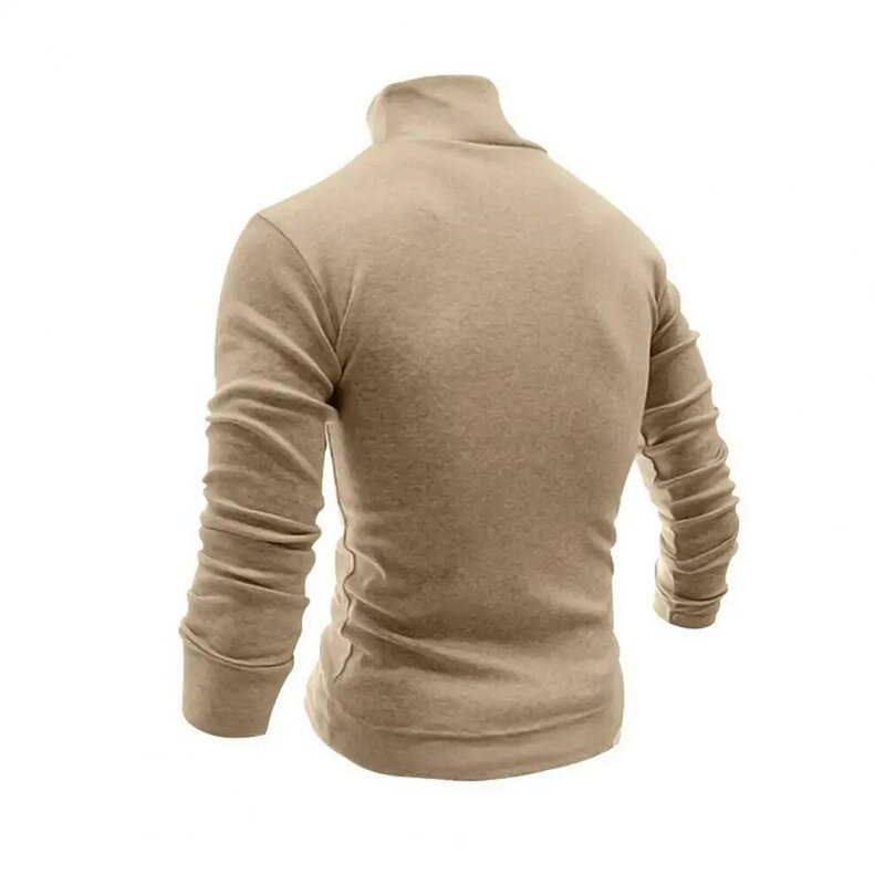 Suéter de camisa de fondo cálido para hombres, suéter de punto grueso, cuello alto, manga larga, ajuste Delgado, acogedor, elegante, otoño, invierno