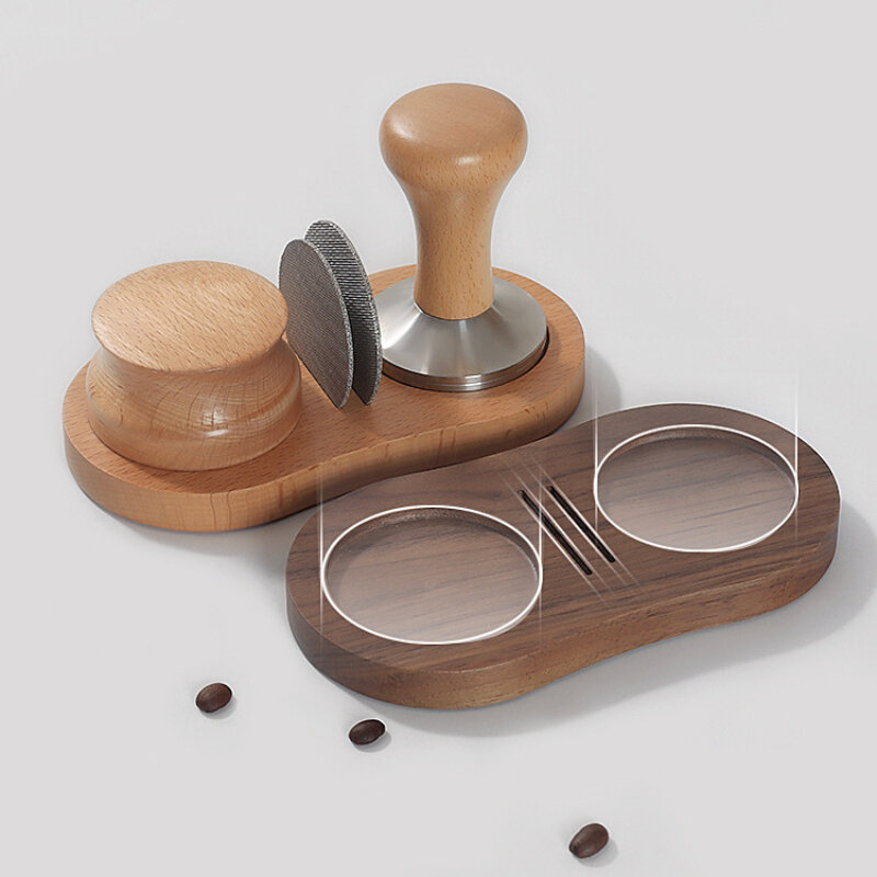Soporte de pantalla de filtro de café, Base de martillo de madera de nogal, estante de soporte de cafetera, estación de manipulación, 51mm, 53mm, 58mm