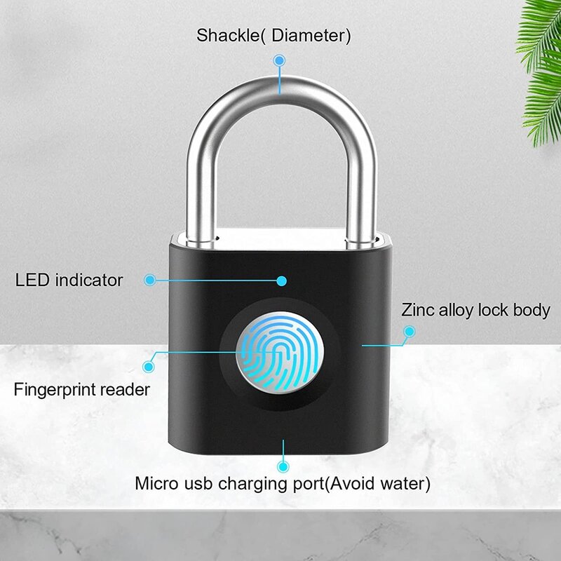 ELinkSmart Mini Fingerprint Cadeado, botão impermeável, fechadura da porta do armário, guarda-roupa bagagem, saco de escola, caixa de ferramentas