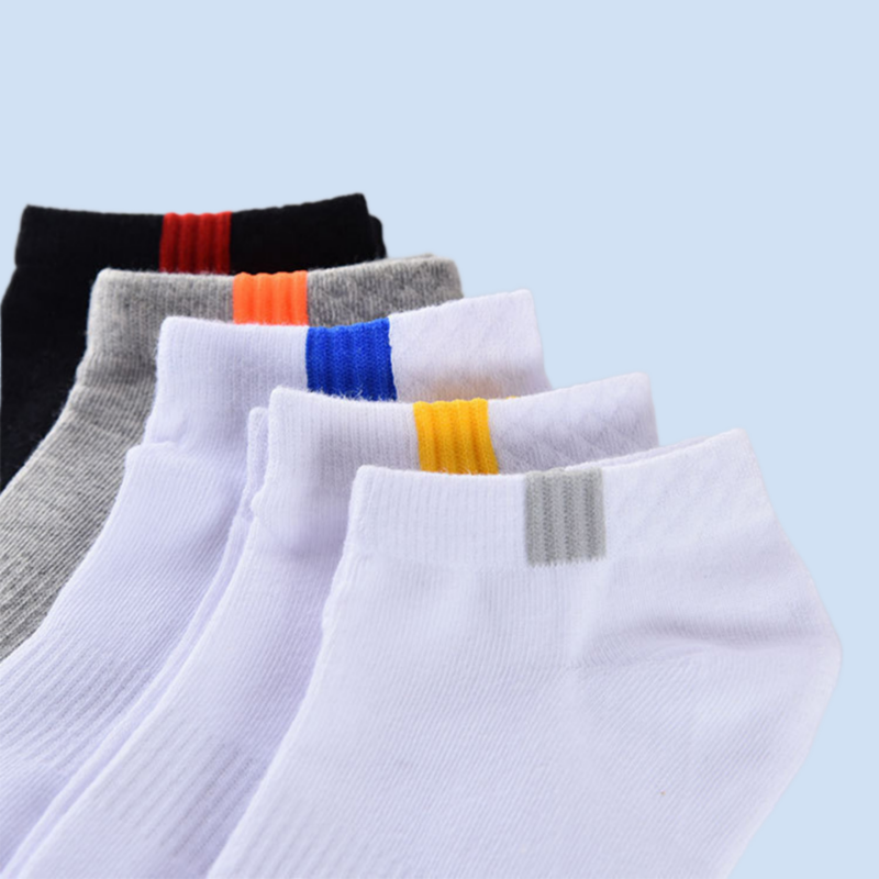 Calcetines cortos de algodón para hombre, medias náuticas transpirables, cómodas e informales, color blanco y negro, lote de 5 pares