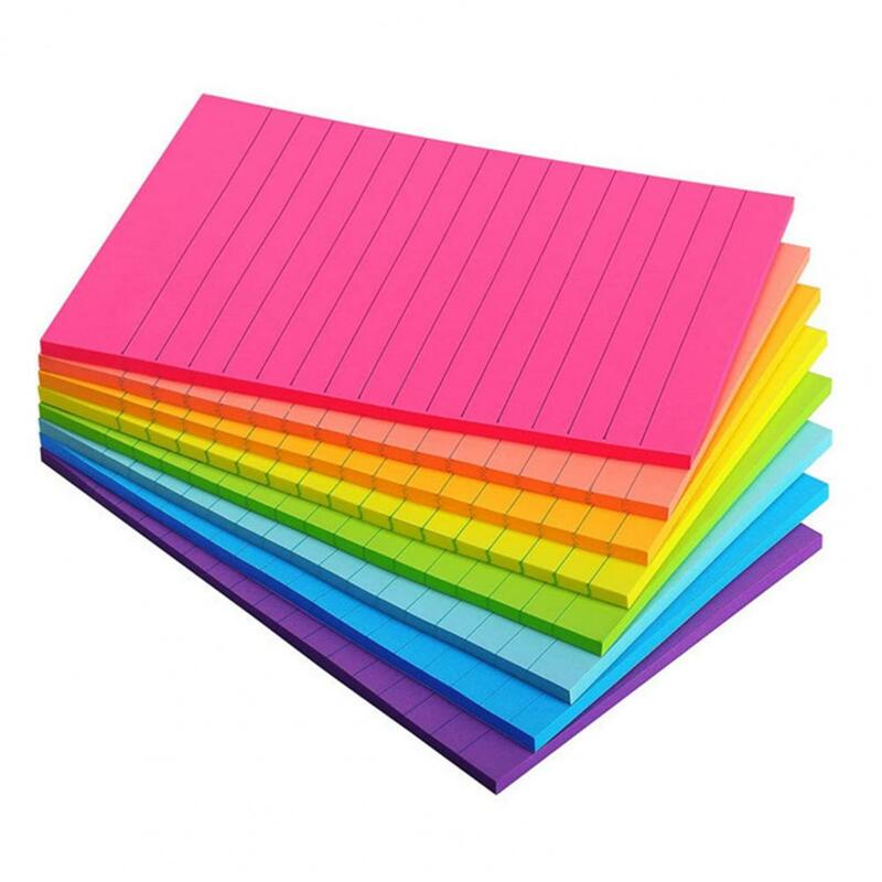 8Pcs 10x15CM Lined Sticky Note 8 Colors 45 Sheets/Pad Self-Stick Students Ruled Memo Note Pad School Office Stationery Supplies