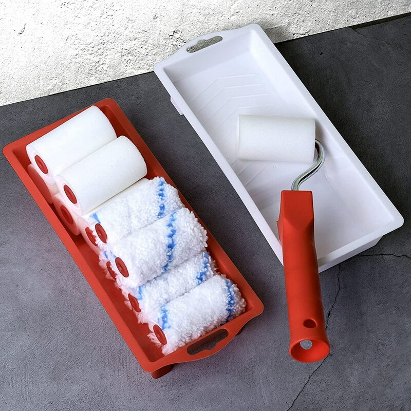 16Pcs 2 Inch Small Paint Roller with 2 Paint Trays, House Painting Roller Brush for Walls, Cabinets, Crafts, Touch Ups