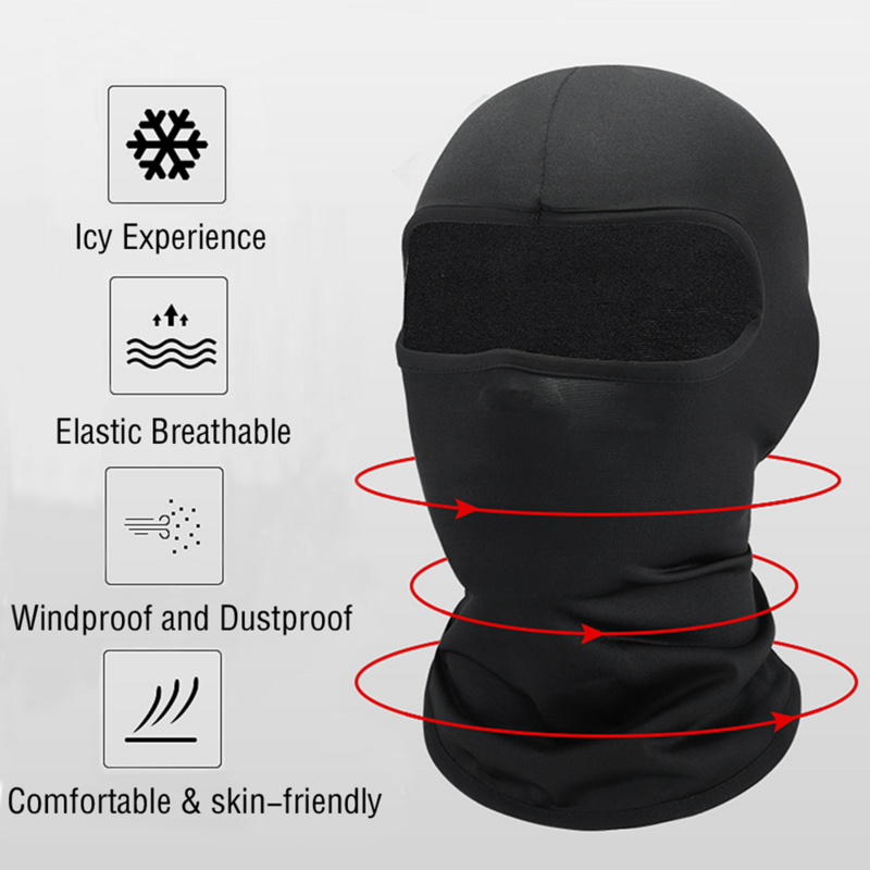Cagoule intégrale noire pour homme et femme, couvre-chef sans trou, masque de ski multi-trous, protection solaire UV, vélo, moto