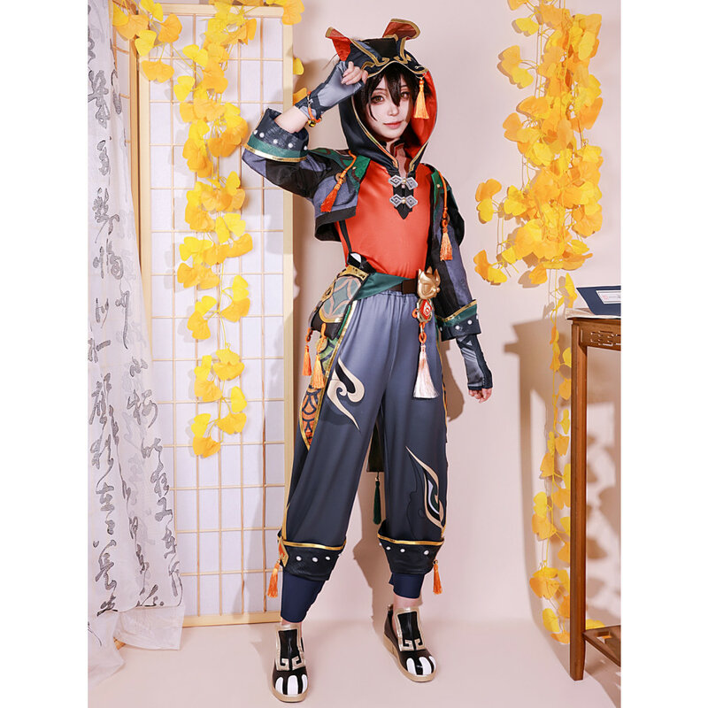 Costume Cosplay da gioco Genshin Impact cofinga-ea ricambi enphat19ga Ga Ming Min Liyue Lion Boy Jiaming Jia Ming Set parrucca Halloween Xmas