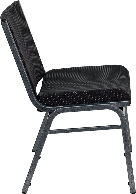 Chaise empilable en tissu noir, grand et grand, angle confortable, 1000 lb