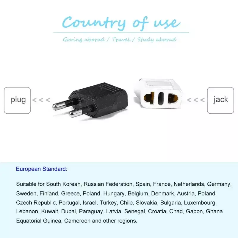 EU European Socket US AU KR Plug Adapter Japan China US To EU Travel Power Adapter Electric Converter Charger Socket AC Outlet