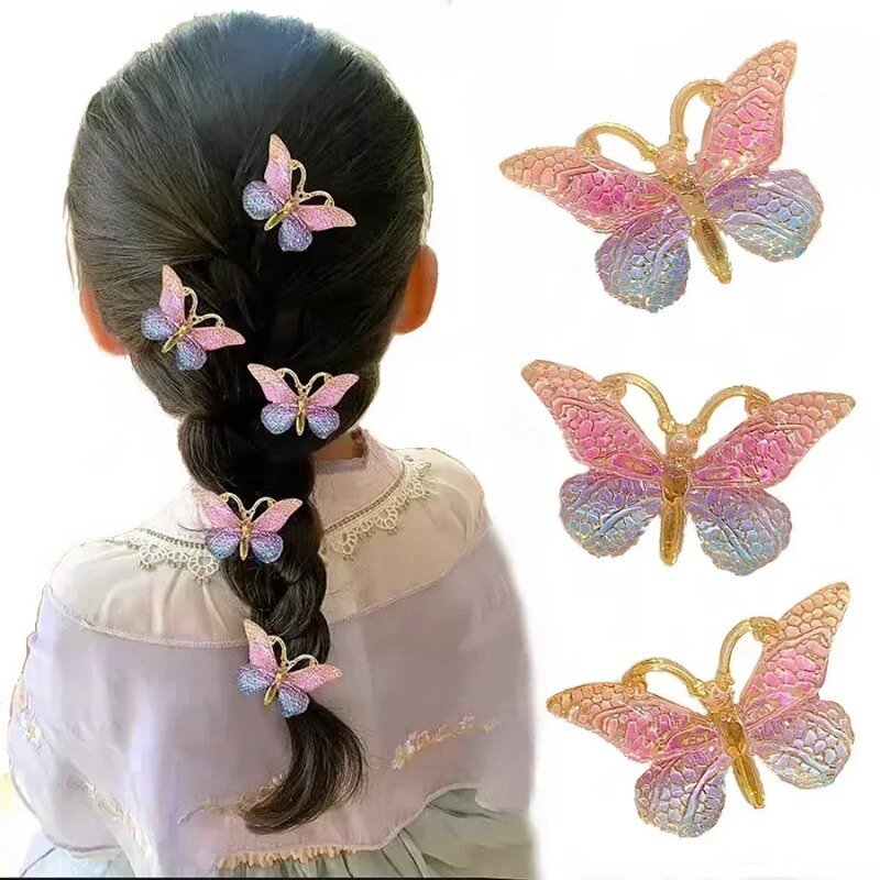 5PCS Sweet Stereoscopic Color Gradient Cute Baby Hairpins Kids Hair Clips Children Headwear Princess Barrette Girls Accessories