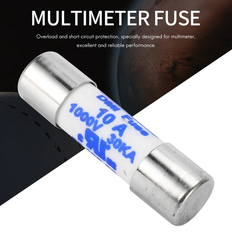 Multimeter 10 x 38mm 1000V 10A Cylinder Ceramic Fuse White
