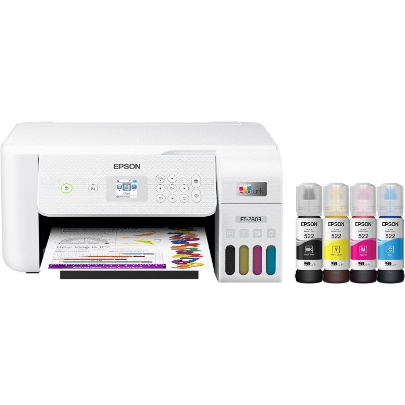 Impressora multifuncional colorida sem fio para escritório, sem cartucho, arquivos, folhas e AirPrints