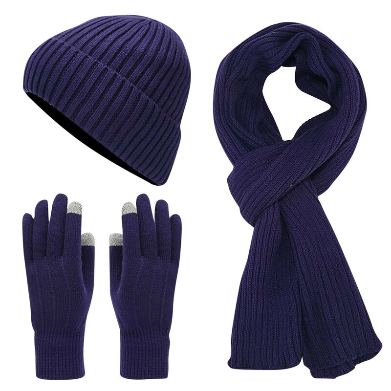 Cappello da donna accessori eleganti sciarpa donna 2023 Set caldo spesso lavorato a maglia fazzoletto da collo in tinta unita inverno 2024 hémi26.