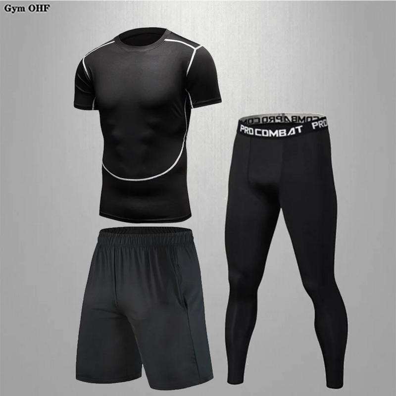 Компрессионный спортивный костюм, мужские колготки для фитнеса, бега, бодибилдинга, тренировочные топы, мужские джоггеры, брюки для тренировок, спортивная одежда для спортзала
