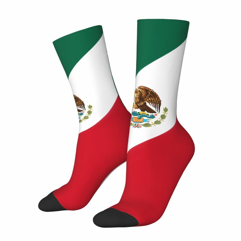 Calcetines de poliéster con bandera de México para hombre y mujer, medias de invierno