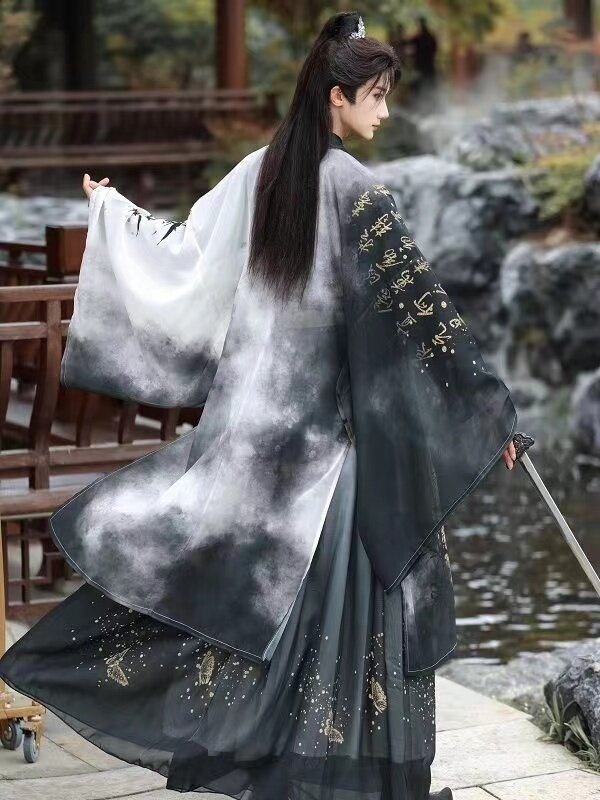 Ensemble de robe royale Hanfu pour hommes et femmes, costume traditionnel de la période Weijin, col croisé, Niche mn, vêtements de cosplay pour garçons et filles, prairie
