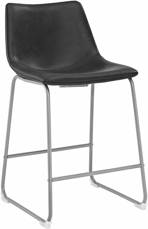 Douglas-Cadeiras Industriais de Couro Falso, Cadeiras Industriais, Preto, Conjunto de 2