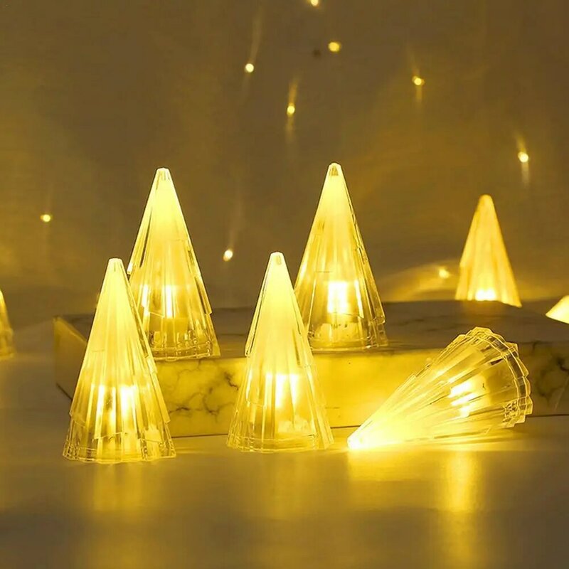 Mini luces de noche de vela de cristal, lámparas de noche LED, para el hogar Decoración de mesa, decoración de árbol de Navidad, regalo para niños y amigos