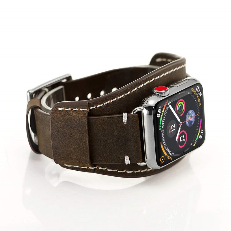 Pulseira de couro genuíno para Apple Watch, pulseira para iWatch 8, 7, 6, SE, 38mm, 40mm, 5, 4 Ultra, 49mm, 42mm, 44mm, 49mm