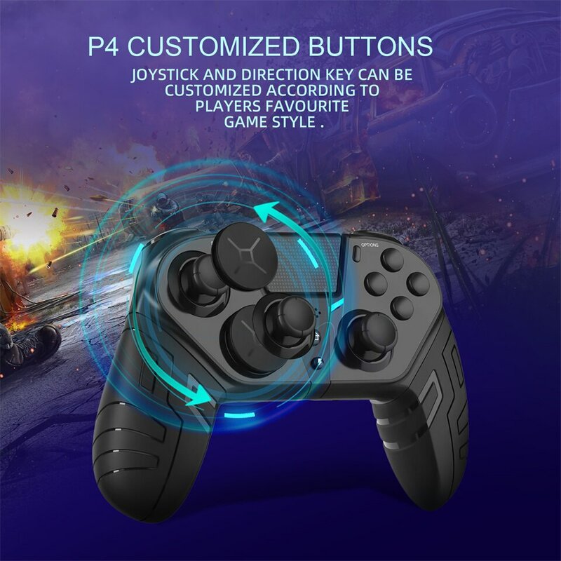 PS4 무선 컨트롤러 듀얼 진동 블루투스 게임 패드 프로그래밍 가능한 터보 기능 PS4 콘솔 안드로이드 IOS PC 조이스틱