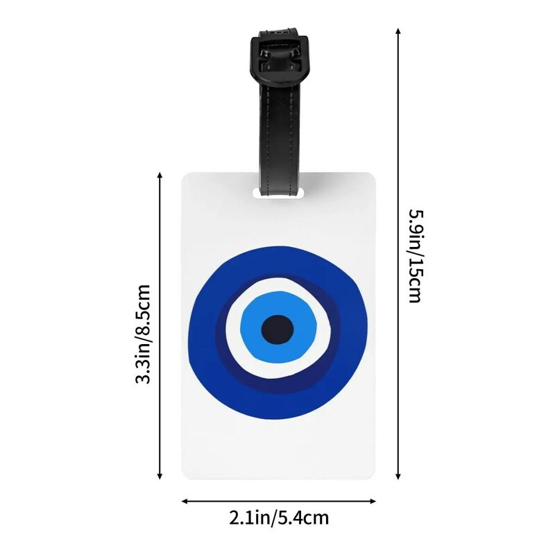 Etiqueta de equipaje de mal de ojo turco griego personalizada con tarjeta de nombre, cubierta de privacidad de estilo mediterráneo, etiqueta de identificación para bolsa de viaje, Maleta