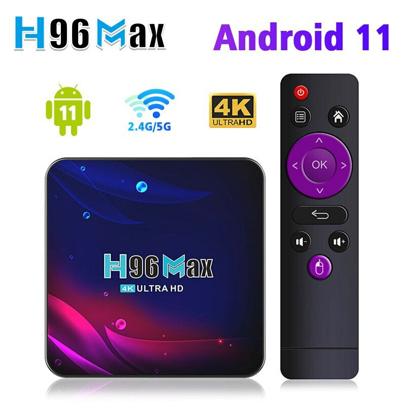 H96 Max V11 Smart TV BOX Android 11 4GB RAM Rockchip 3318 4K Google 3D Vidéo BT4.0 4K Media Player Set Top Box