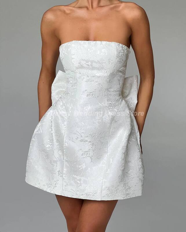 Mini vestido de cetim com estampa de renda, arco sem mangas, embelezado, sem encosto, fora do ombro, curto, extravagante, festa do banquete